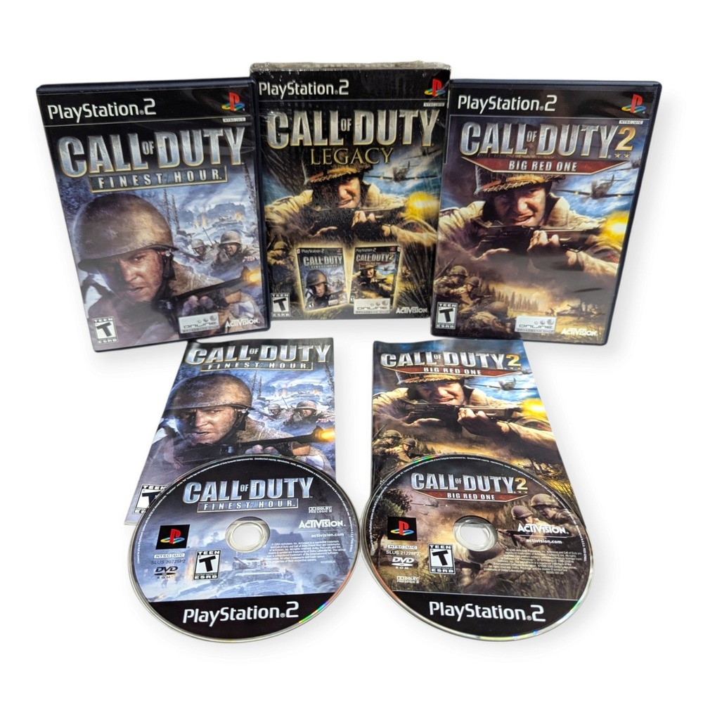 Call of Duty Legacy Sony PlayStation 2 PS2 Bundle Finest Hour Big Red One